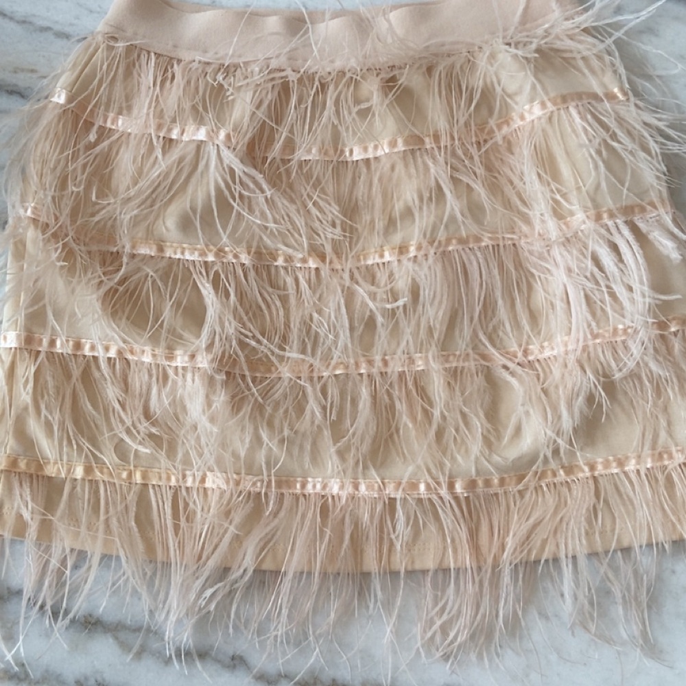 Elegant Cream Feathered Skirt